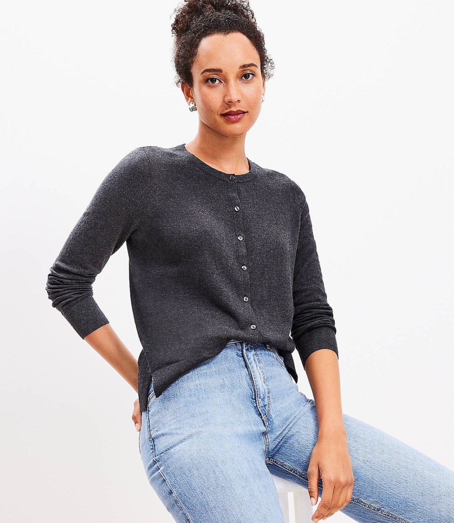 Clothing Loft | Crew Neck Cardigan Charcoal Grey Heather