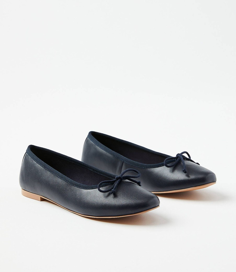 Accessories & Shoes Loft | Leather Ballet Flats Deep Space Blue