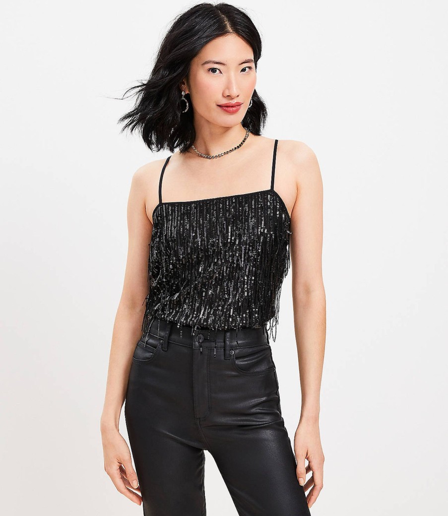 Clothing Loft | Sequin Square Neck Cami Black