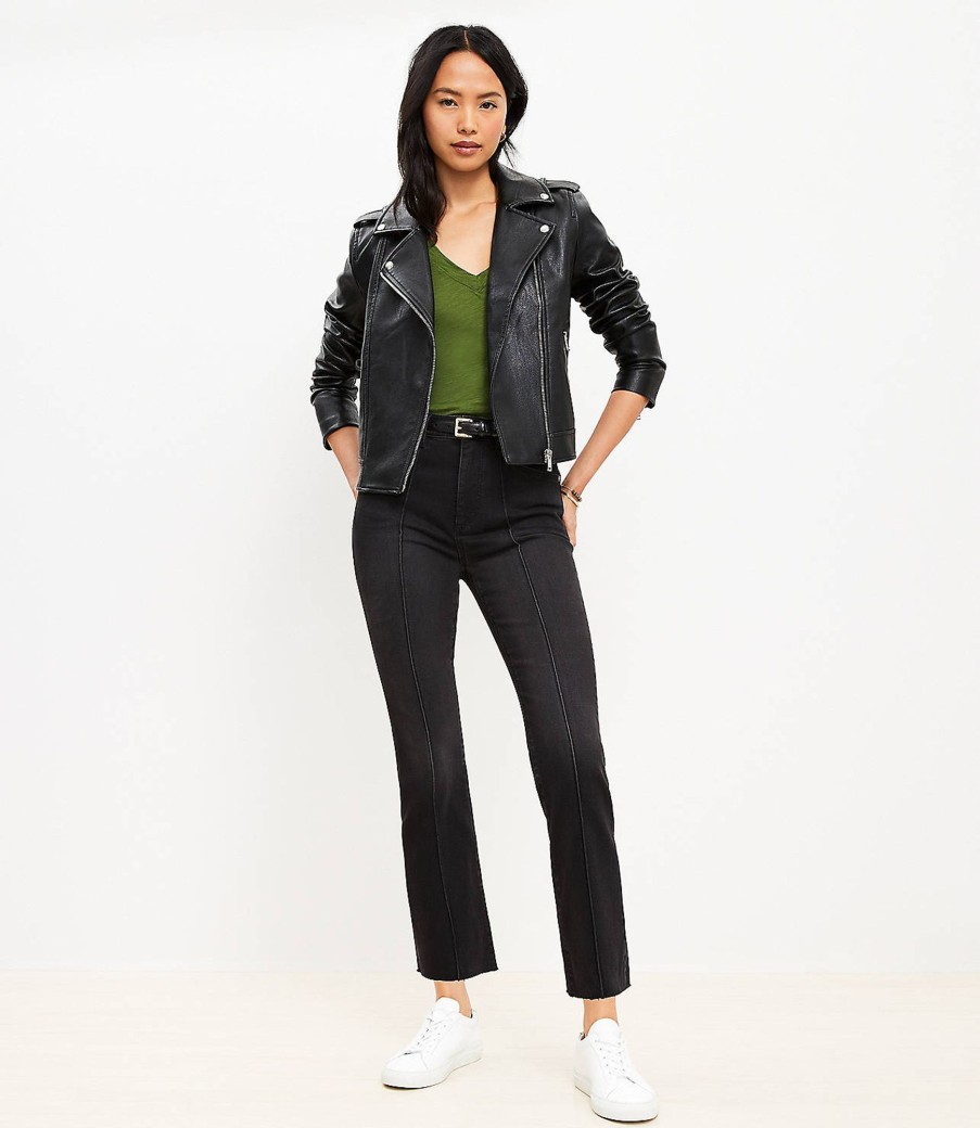 Clothing Loft | Pintucked Fresh Cut High Rise Kick Crop Jeans In Washed Black