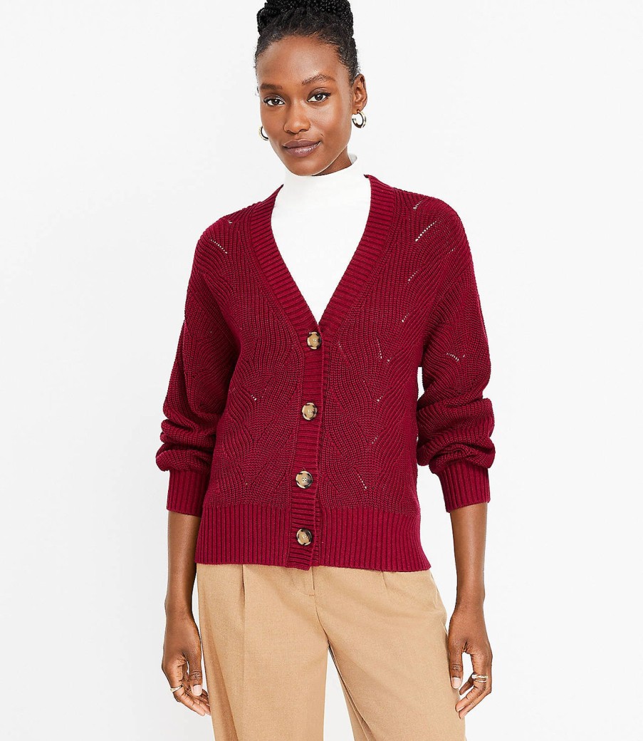 Clothing Loft | Stitchy V-Neck Cardigan Magical Plum