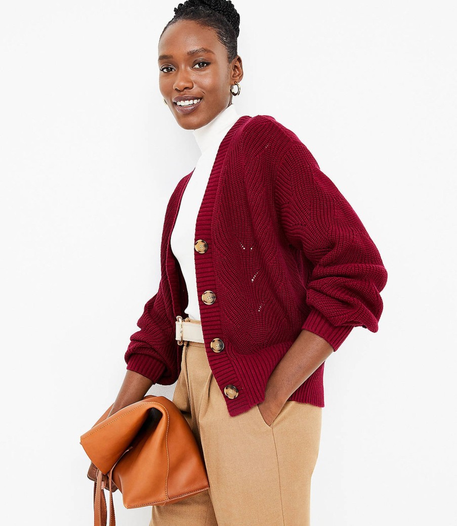 Clothing Loft | Stitchy V-Neck Cardigan Magical Plum