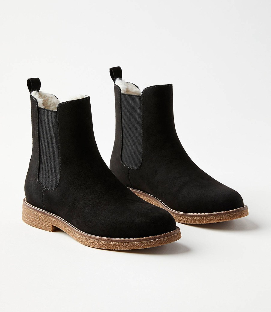 Accessories & Shoes Loft | Faux Fur Lined Chelsea Boots Black