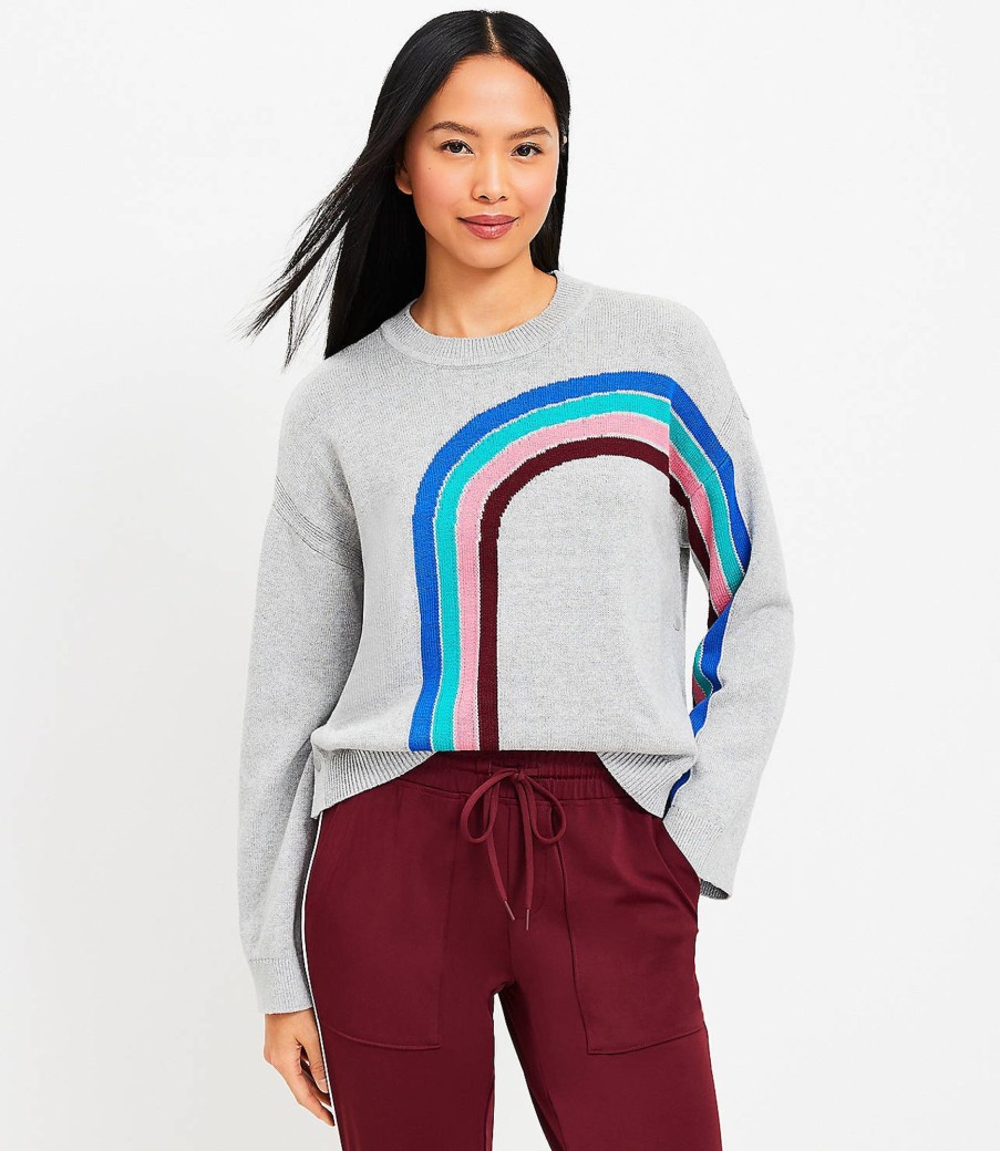 Clothing Loft | Lou & Grey Rainbow Snap Sweater Pebble Grey Heather