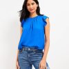 Clothing Loft | Shirred Flutter Sleeve Top Soft Lapis