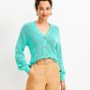 Clothing Loft | Stitchy V-Neck Cardigan Sea Cypress