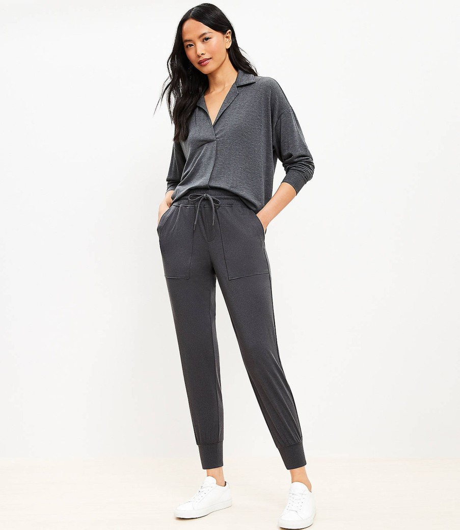 Clothing Loft | Lou & Grey Marled Luvstretch Joggers Dark Charcoal Grey