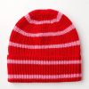 Accessories & Shoes Loft | Stripe Ribbed Cashmere Beanie Very Red