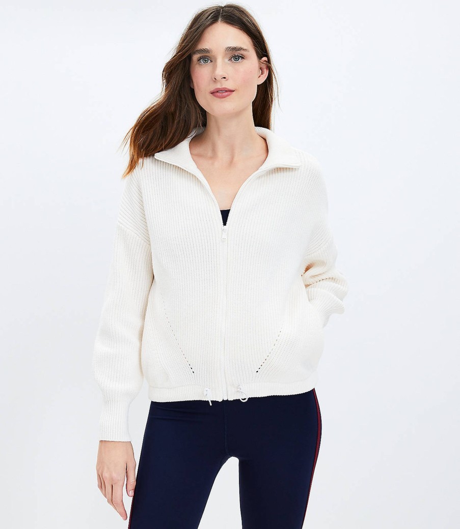 Clothing Loft | Lou & Grey Turtleneck Zip Sweater Jacket Whisper White