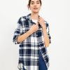 Clothing Loft | Plaid Flannel Everyday Tunic Shirt Deep Space Blue