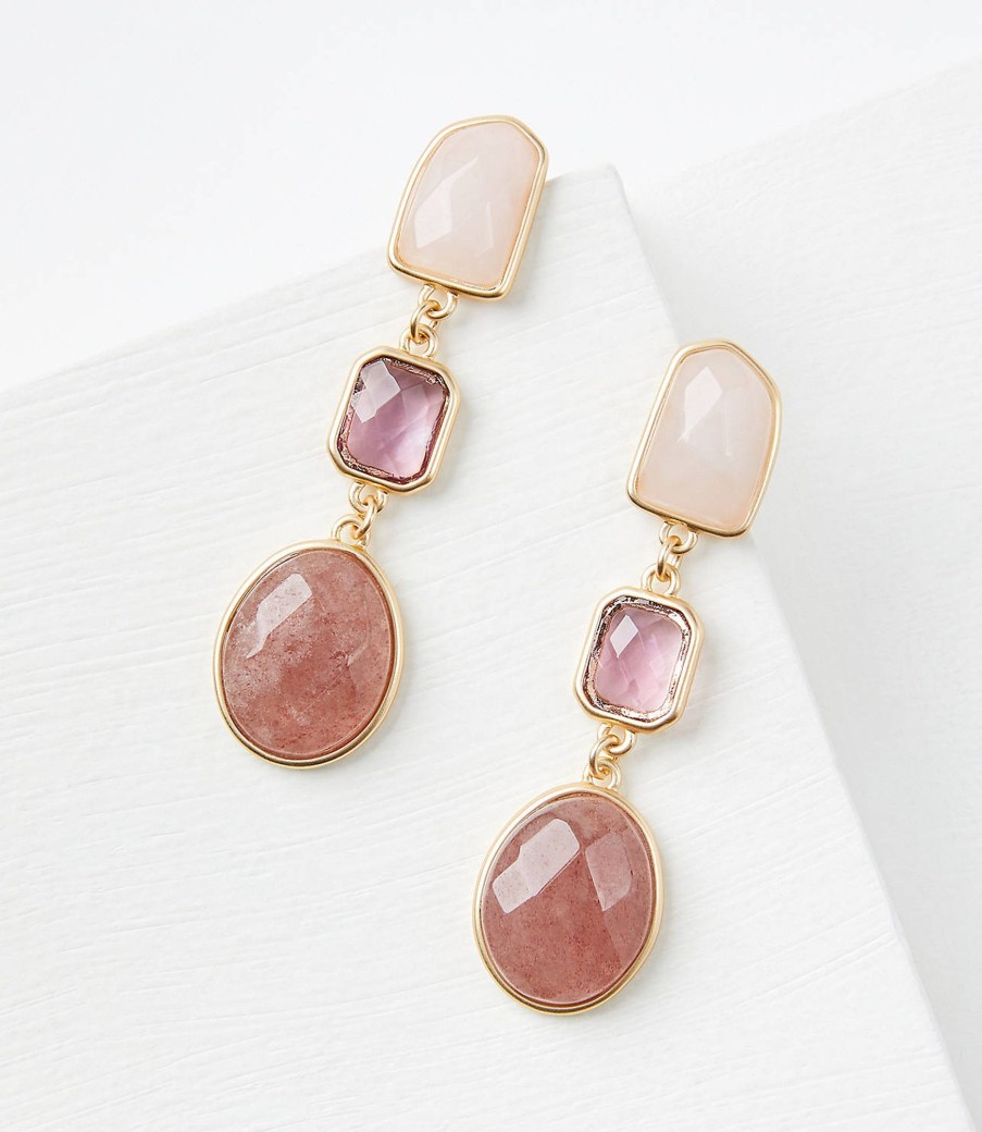 Accessories & Shoes Loft | Layered Linear Drop Earrings Pink Peony Heather