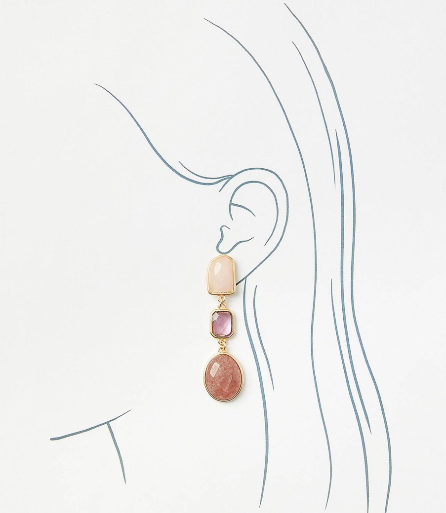 Accessories & Shoes Loft | Layered Linear Drop Earrings Pink Peony Heather