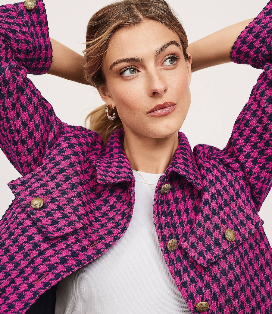 Clothing Loft | Houndstooth Textured Cropped Shirt Jacket Twilight Multi