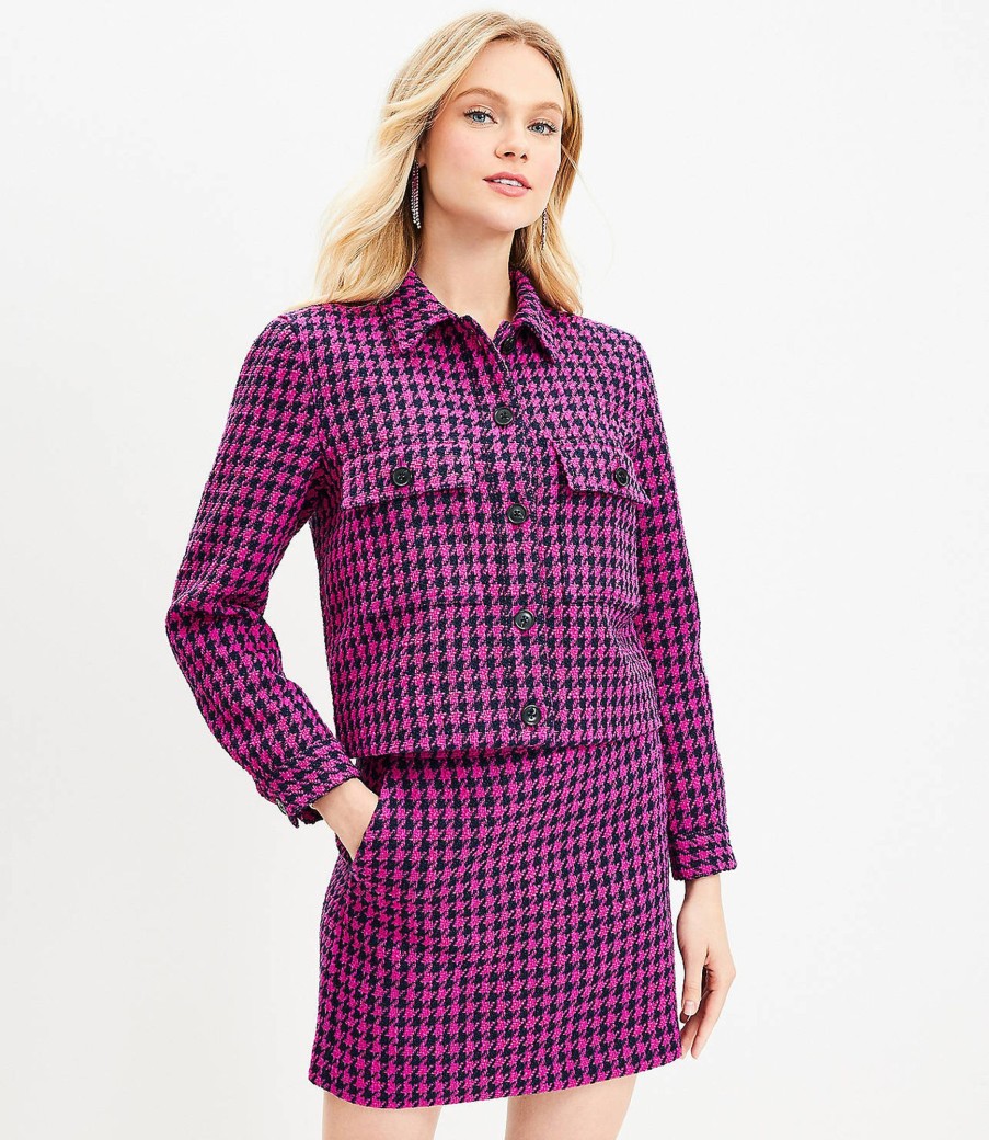 Clothing Loft | Houndstooth Textured Cropped Shirt Jacket Twilight Multi