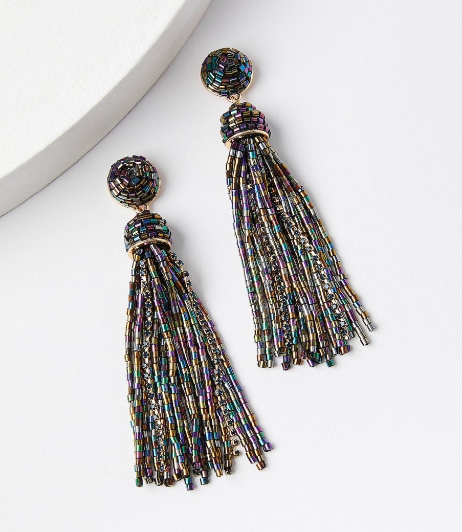 Accessories & Shoes Loft | Beaded Tassel Earrings Deep Space Blue