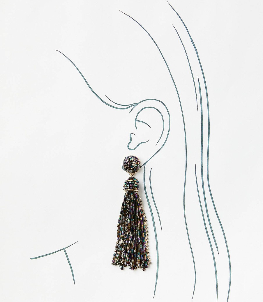 Accessories & Shoes Loft | Beaded Tassel Earrings Deep Space Blue