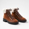 Accessories & Shoes Loft | Faux Fur Trim Hiking Boots Chestnut Brown