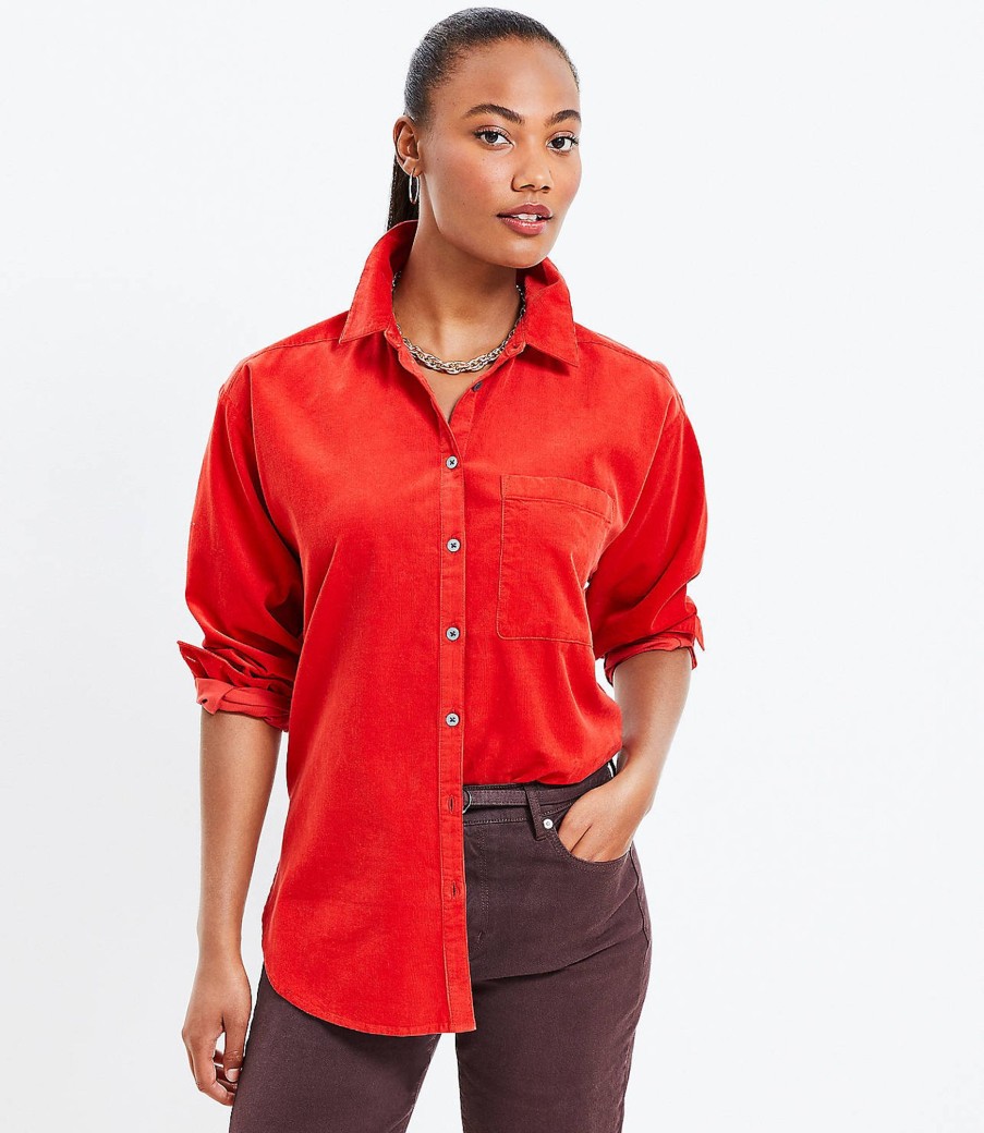 Clothing Loft | Corduroy Oversized Everyday Shirt Blazing Red