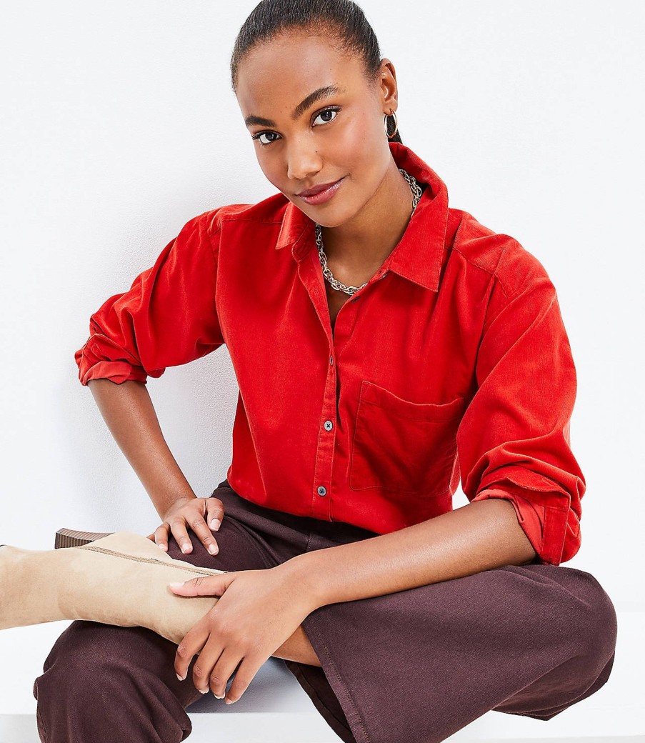 Clothing Loft | Corduroy Oversized Everyday Shirt Blazing Red