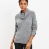 Clothing Loft | Lou & Grey Contrast Side Zip Wafflestitch Turtleneck Sweater Cinder Grey Heather