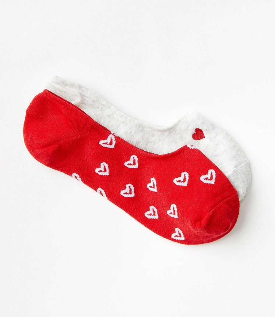 Accessories & Shoes Loft | Heart No Show Sock Set Crimson Fire