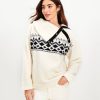 Clothing Loft | Fair Isle Cozy Sherpa Snap Collar Sweatshirt Whisper White