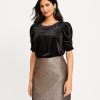 Clothing Loft | Ruched Velvet Top Black