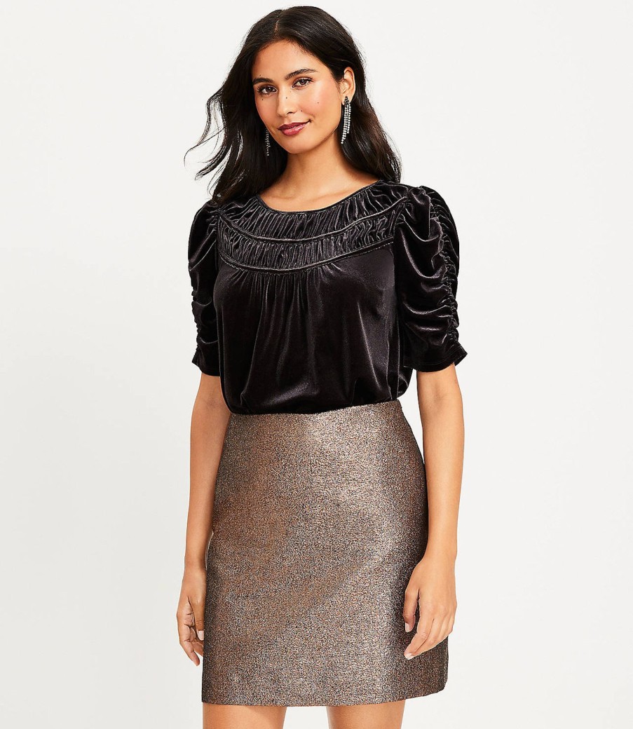 Clothing Loft | Ruched Velvet Top Black