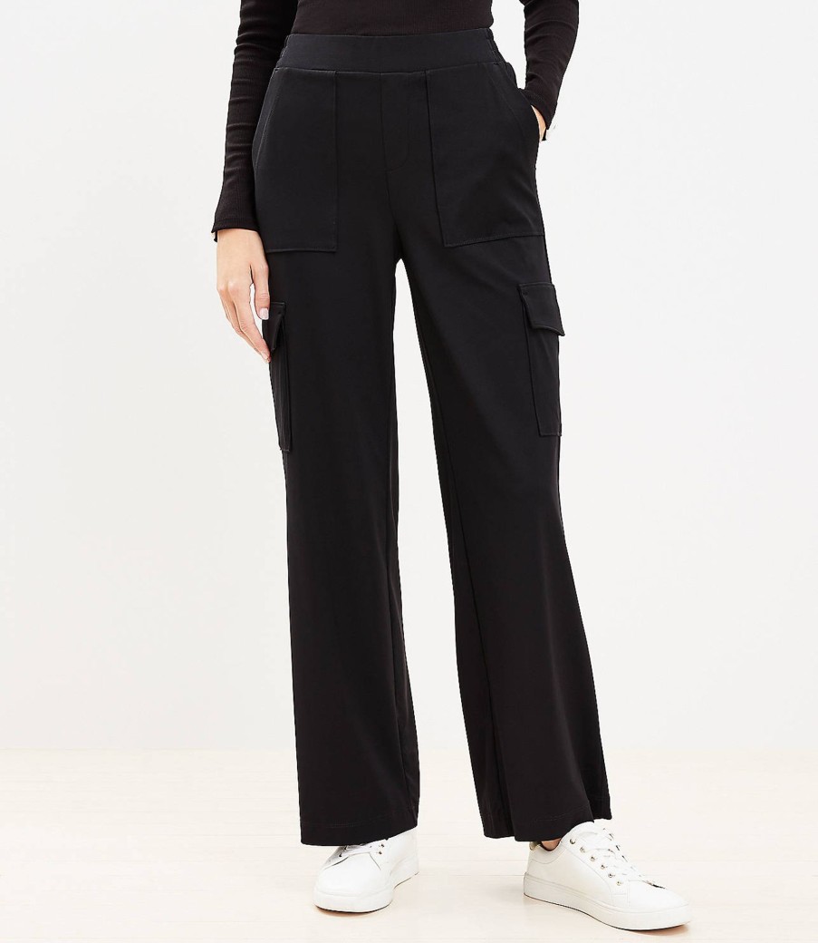 Clothing Loft | Lou & Grey Heavyweight Luvstretch Wide Leg Cargo Pants Black