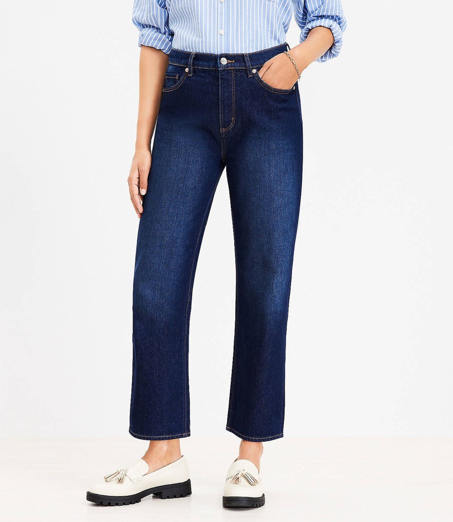 Clothing Loft | High Rise Straight Jeans In Clean Dark Wash