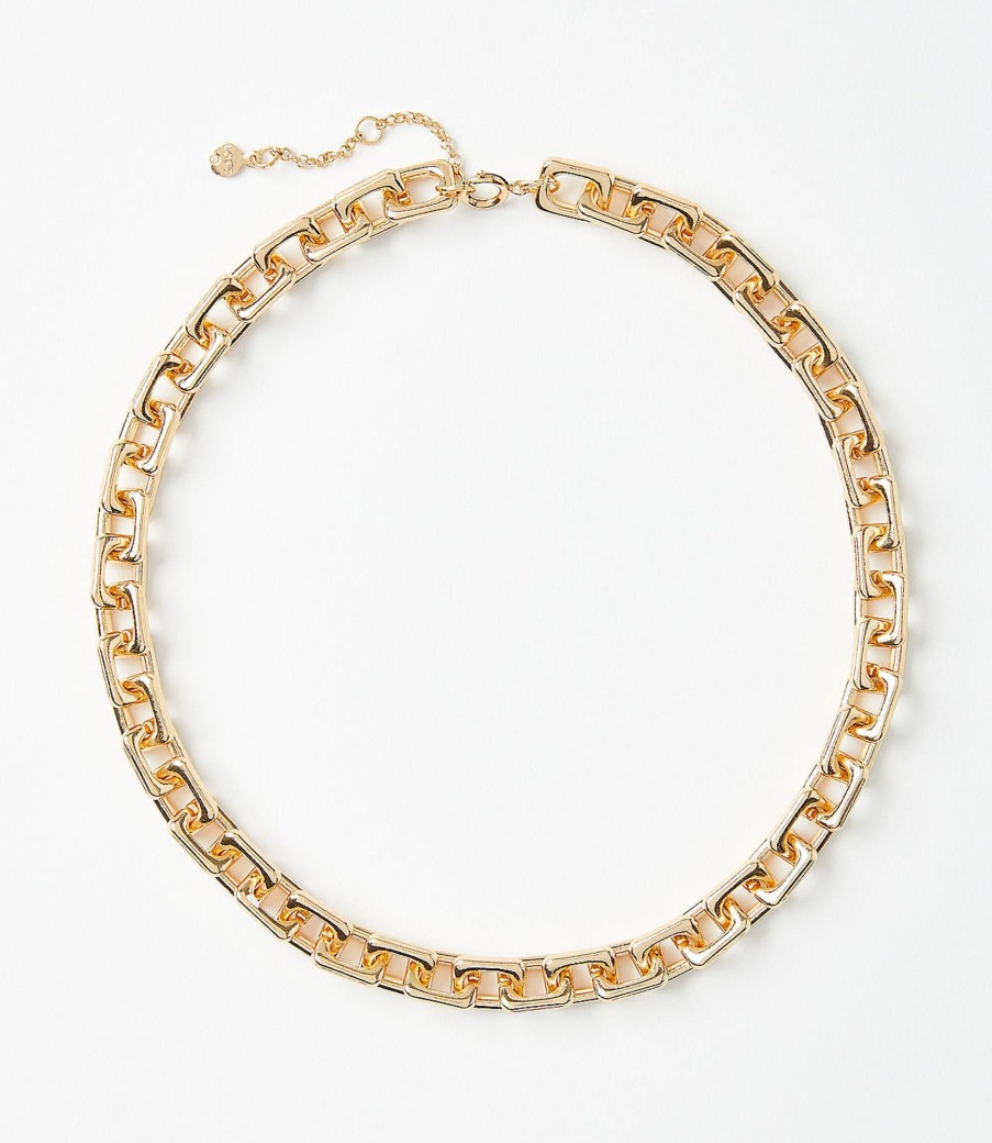 Accessories & Shoes Loft | Square Chain Link Necklace Goldtone