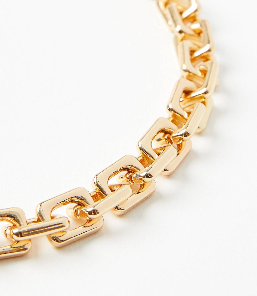 Accessories & Shoes Loft | Square Chain Link Necklace Goldtone