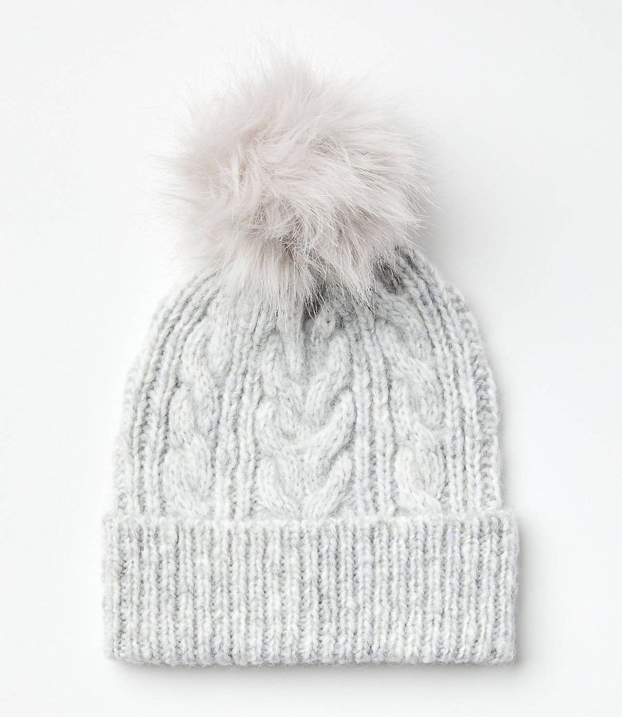 Accessories & Shoes Loft | Cable Pom Pom Beanie Soft Heather Grey