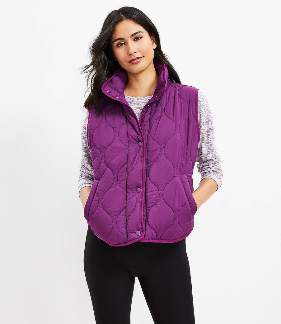 Clothing Loft | Lou & Grey Quilted Pocket Vest Boysenberry