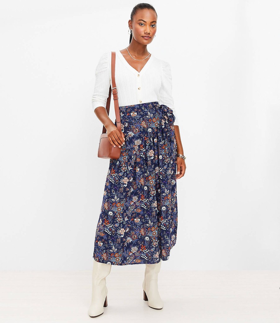 Clothing Loft | Garden Wrap Midi Skirt Deep Space Blue