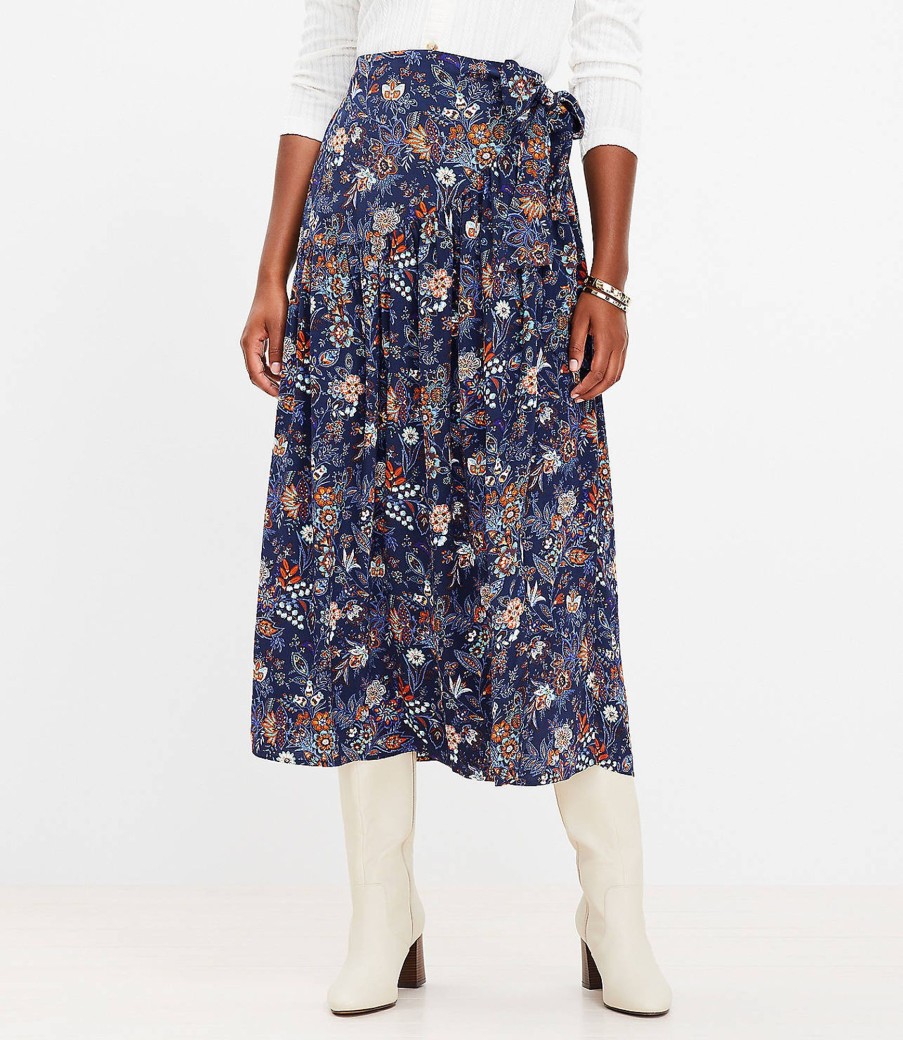 Clothing Loft | Garden Wrap Midi Skirt Deep Space Blue