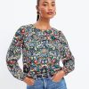 Clothing Loft | Floral Pleated Blouse Black