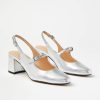 Accessories & Shoes Loft | Metallic Mary Jane Slingback Block Heels Silvertone