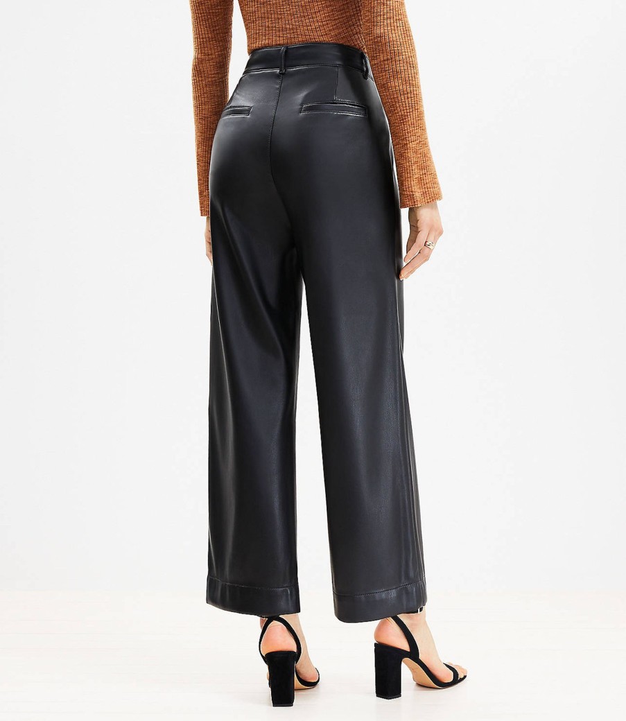 Clothing Loft | Curvy Palmer Wide Leg Crop Pants In Faux Leather Black