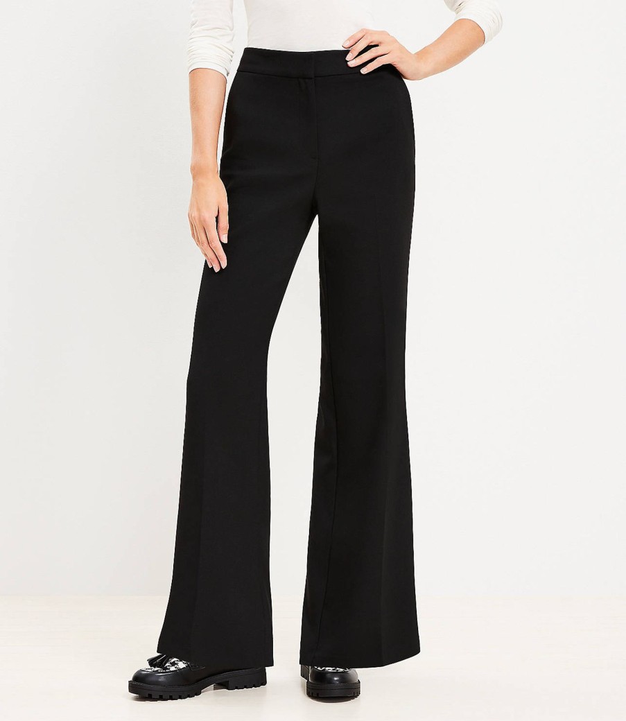 Clothing Loft | Wide Leg Trousers In Doubleface Black