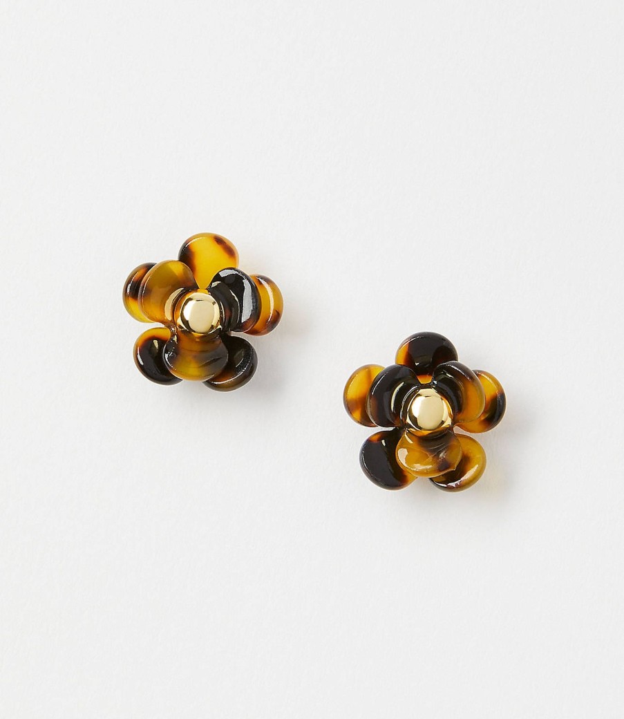 Accessories & Shoes Loft | Tortoiseshell Print Flower Stud Earrings Tortoise Shell Brown