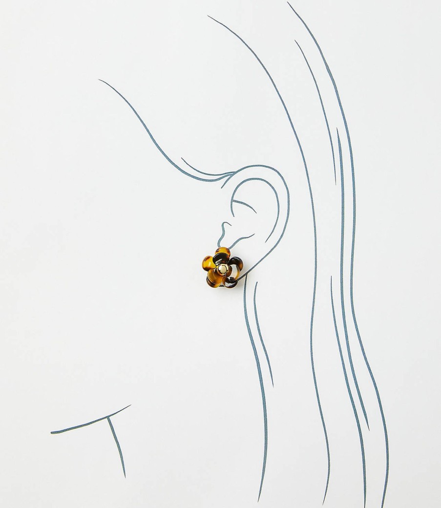 Accessories & Shoes Loft | Tortoiseshell Print Flower Stud Earrings Tortoise Shell Brown