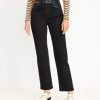 Clothing Loft | Faux Leather Trim High Rise Straight Jeans In Black