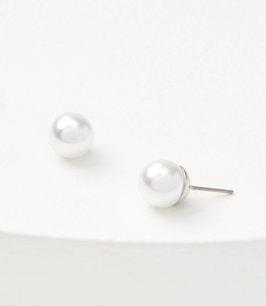 Accessories & Shoes Loft | Pearlized Stud Earrings Ivory