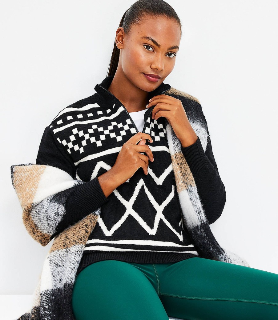 Clothing Loft | Lou & Grey Fair Isle Half Zip Tunic Sweater Black