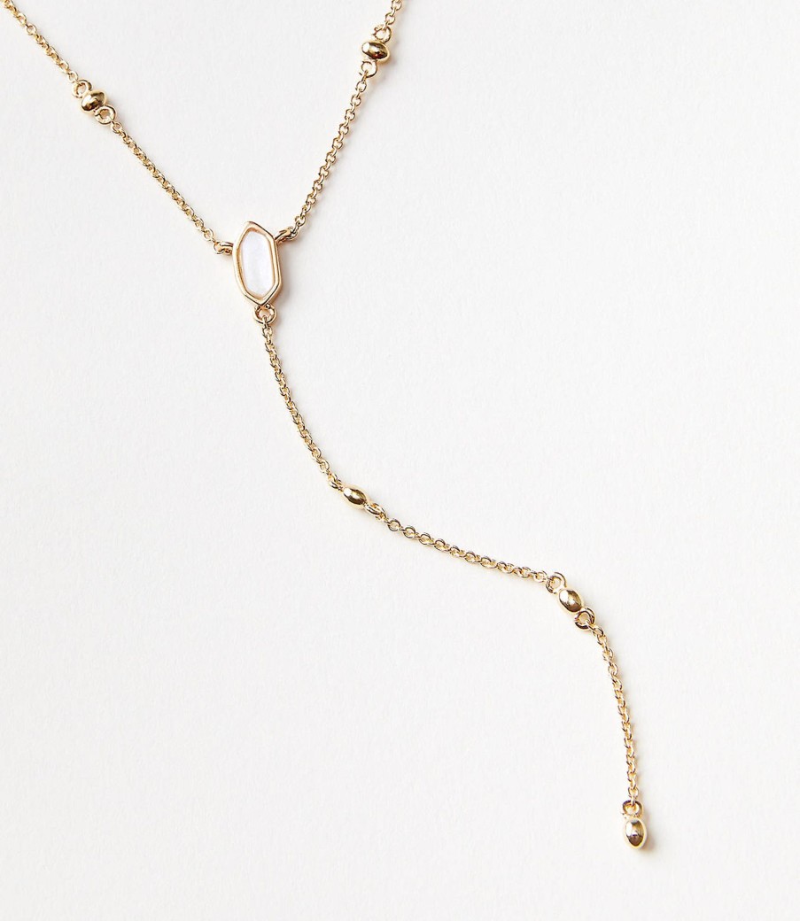 Accessories & Shoes Loft | Delicate Y-Necklace Mother Of Pearl