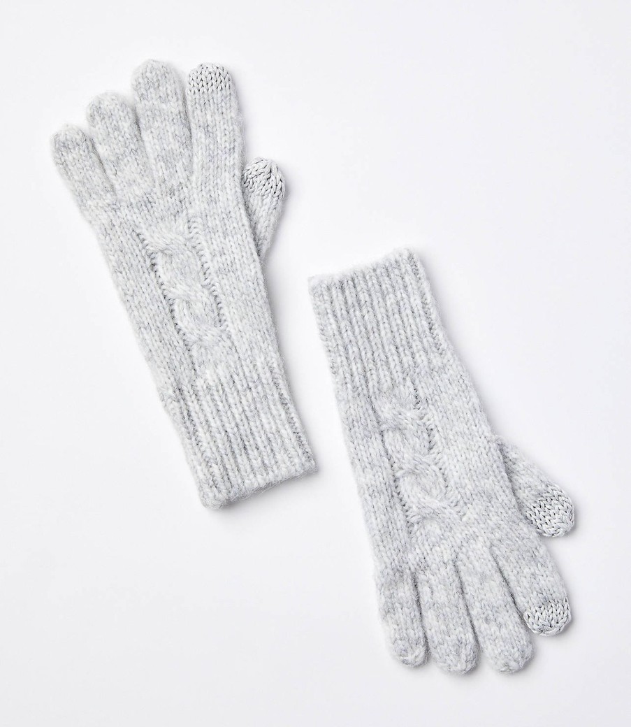 Accessories & Shoes Loft | Cable Gloves Soft Heather Grey