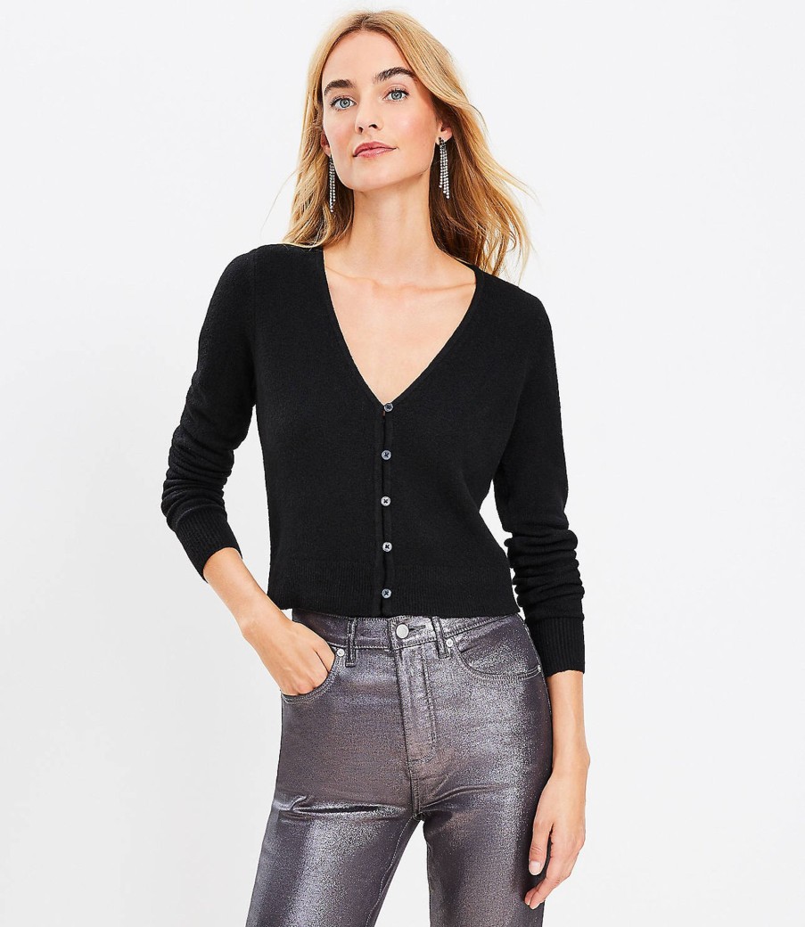 Clothing Loft | Cropped V-Neck Cardigan Black