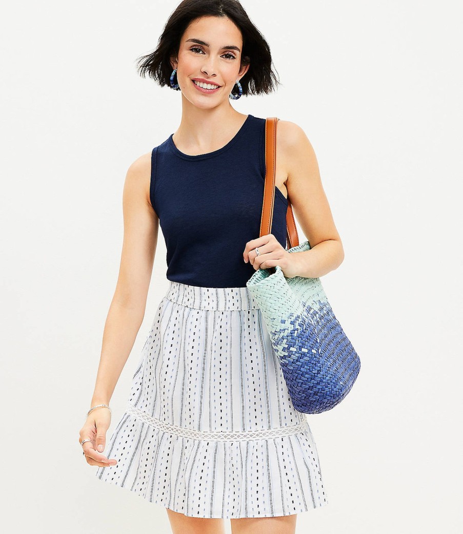 Clothing Loft | Striped Flounce Skirt White