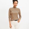 Clothing Loft | Stripe Ribbed Mock Neck Top Perfect Camel